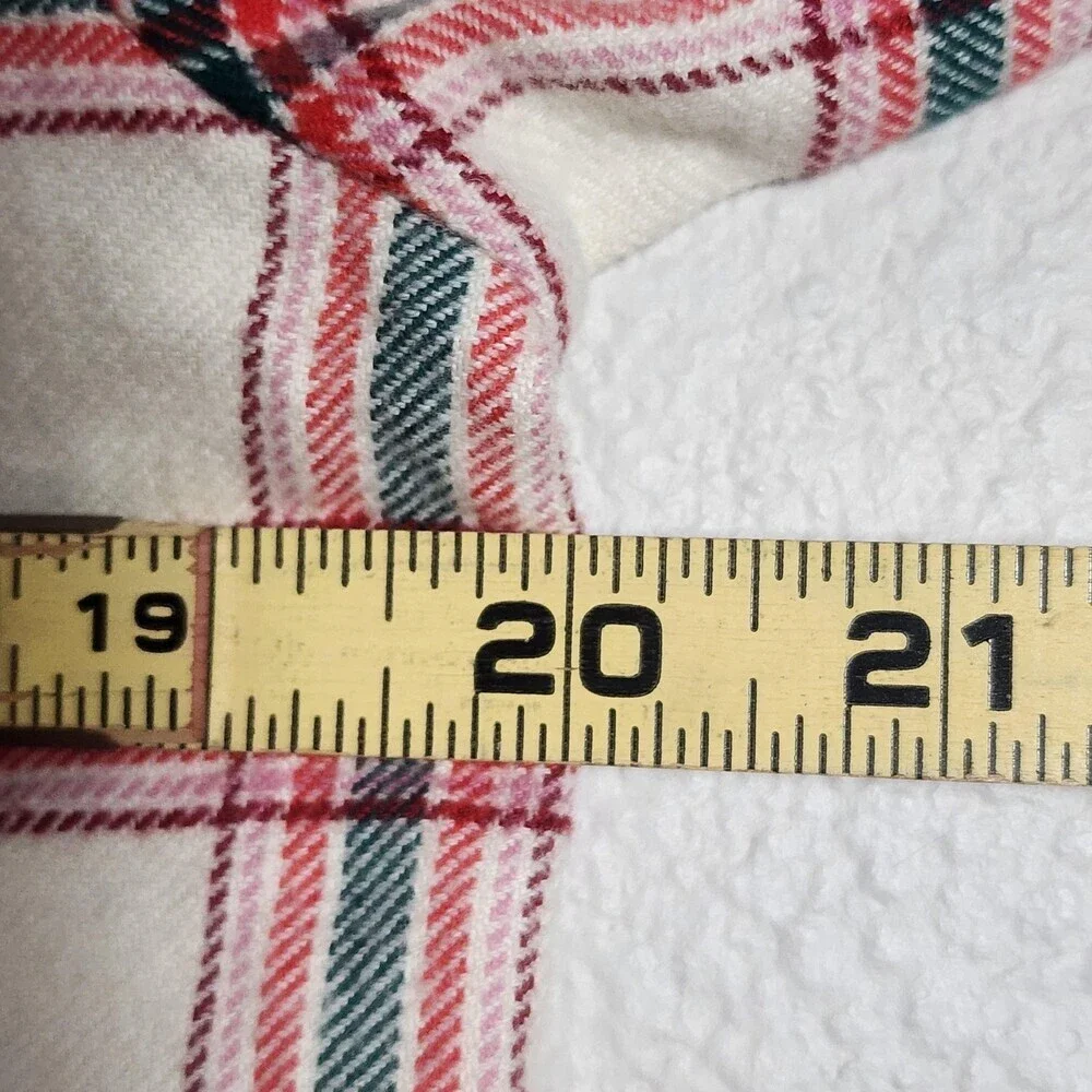 Marine Layer Pajama Top Womens Small White Plaid Flannel Button Up Holiday PJ